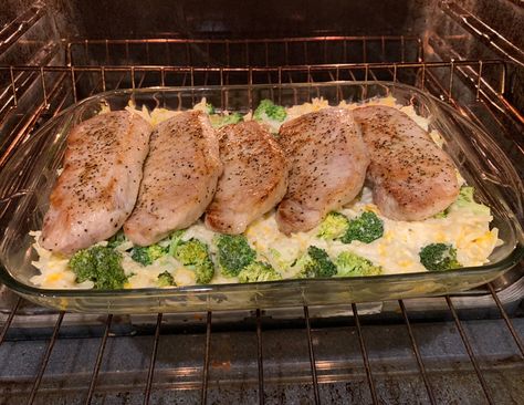 Pork Chop Bake, Seasoned Pork Chops, Pork Broccoli, Broccoli And Cheese Recipe, Cheese Pork Chops, Pork Chop Casserole, Potato Broccoli, Pork Casserole, Broccoli Dishes