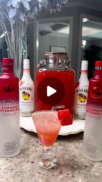 Drinks Coquetéis🍹 on Instagram: "Recipe⤵️ Summer Time Sipping Watermelon Ciroc Refresher .  .  ✨Recipe⤵️ 2 bottles of Ciroc Watermelon 🍉 @ciroc @diddy 1 bottle Malibu Watermelon 🍉 @malibu_rum 1 bottle Malibu Strawberry 🍓 @maliburumus 2 bottles Watermelon 🍉 Tropicana Juice @tropicana_juices 8 oz Lime Juice Strawberry 🍓 Purée Watermelon Cocktail Mix . . . . . . . #reels #rumcocktails #rum #cocktails #recipes #starbucks #cocktailrecipes #igmoms #bestcocktails #summercocktails #cocktailsforyou #tikicocktails #londoncocktails #signaturecocktails #cocktailsathome #recipes #vodka #ciroc #cirocvodka #diddy #champagne #cocktails #cocktail #cocktailswithchelsea #cocktailathome #cocktailsofinstagram #peach #peaches🍑 #momlife #momsofinstagram #frozendrinks #hangoverclub" Watermelon Ciroc Mixed Drinks, Ciroc Watermelon Recipes, Watermelon Vodka Mixed Drinks, Ciroc Mixed Drinks, Rum Cocktails Recipes, La Croix Cocktails, Tropicana Juice, Strawberry Purée, Vodka Mixed Drinks