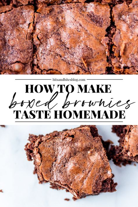 Improve Brownies Boxed, Make Box Brownies Taste Homemade, Box Brownies Hacks, Brownies With Icing Homemade, How To Make Boxed Brownies Taste Better, Best Boxed Brownies Recipes, Brownies From Box Ideas, How To Dress Up Box Brownies, How To Make Box Brownies Taste Better