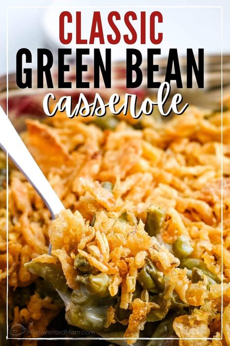 This green bean casserole recipe is a classic side dish perfect for Thanksgiving, other holidays & family dinners! It's easy to make (can make ahead), uses cream of mushroom soup. I've included instructions on how to make this savory side dish using canned, fresh & frozen green beans. Simple Green Bean Casserole Recipe, The Best Green Bean Casserole, Caserole Recipes, Green Bean Casserole Campbells, Thanksgiving Casserole Recipes, Best Green Bean Casserole, Green Bean Casserole Recipe, The Best Green Beans, Classic Green Bean Casserole