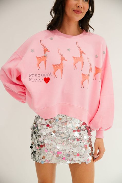 CHRISTMAS | Judith March Xmas Clothes, Xmas Reindeer, Clueless Fashion, Christmas Products, Judith March, Frequent Flyer, Pink Pullover, Cropped Pullover, Fly High