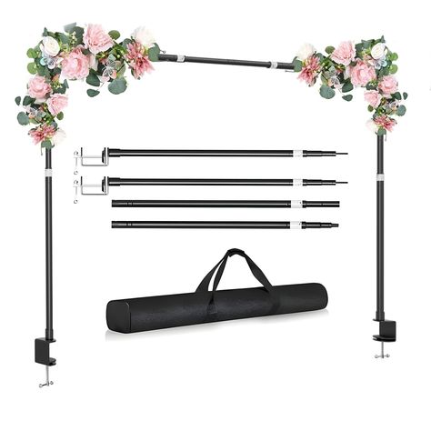 PRICES MAY VARY. 【Elite Adjustable Table Arch Stand】: Our table arch has a wider range of adjustments, allowing you to freely adjust the height and length between 32-75in/80-190cm in height and 53-97in/135-245cm in length. The table clamp is suitable for tables within a thickness of 3.15". Suitable for various sizes of tables to meet your needs 【Premium Aluminum Material】: Over the table rod stand with clamps is made of high-quality aluminum material, which is more stable and durable than metal Diy Table Arch Stand, Head Table Decorations, Table Arch, Diy Over The Table Rod Stand, Over The Table Rod, Table Banner Stand, Over The Table Rod Diy, Over The Table Rod Decor, Double Rod Backdrop Stand