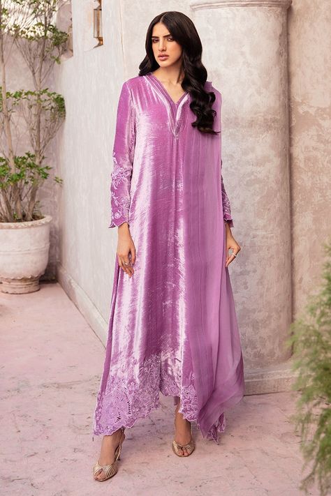 Purple Dupatta, Chiffon Dupatta, Organza Dupatta, Silk Pants, Kurta Set, Silk Velvet, Top Fabric, Cut Work, Season Winter