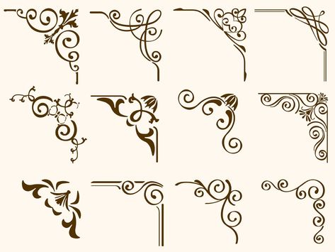 Ornamental Corner, Decorative Corner, Page Decoration, Frame Border Design, Vintage Borders, Monogram Logo Design, Corner Design, Photo Corners, Borders And Frames