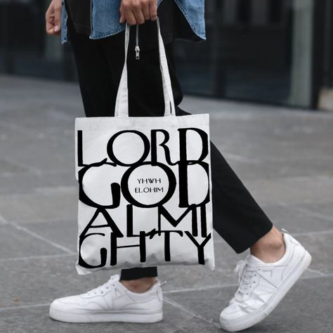 YHWH Elohim Lord God Almighty New Yorker Style Canvas Tote - Etsy Australia Christian Business Ideas, New Yorker Tote Bag, New Yorker Tote, Scripture Bag, Lord God Almighty, Church Merch, Tote Bag Christian, Totes Ideas, Christian Tote Bags