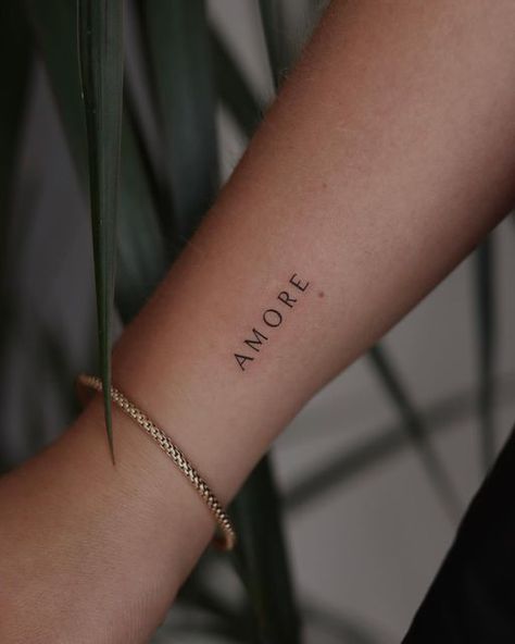 Italy Minimalist Tattoo, Simple Italian Tattoos, Tiny Italy Tattoo, Amore Tattoo Italian, Amor Font Tattoo, Greek Tattoos For Women, Small Italian Tattoos, Italian Inspired Tattoos, Italy Inspired Tattoos