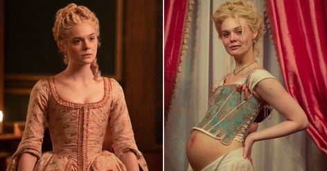 Elle Fanning The Great, The Great Season 2, Maternity Pin Up, The Great Series, Mommy Dress, Bump Ahead, Dakota And Elle Fanning, Rococo Fashion, Nicholas Hoult