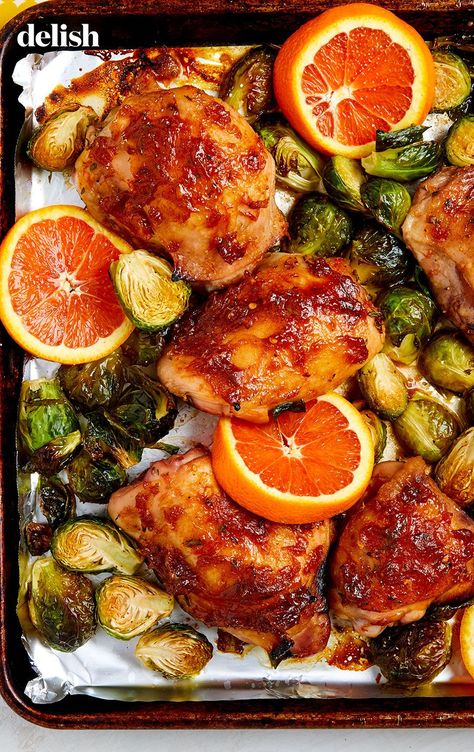 This Citrus Glazed Chicken Is An Easy One-Pan DinnerDelish Chicken Thigh Sheet Pan Dinner, Pan Dishes, Pan Chicken Recipes, One Pan Dinner, Glazed Chicken, Citrus Chicken, Pan Meals, Pan Chicken, Sheet Pan Dinners