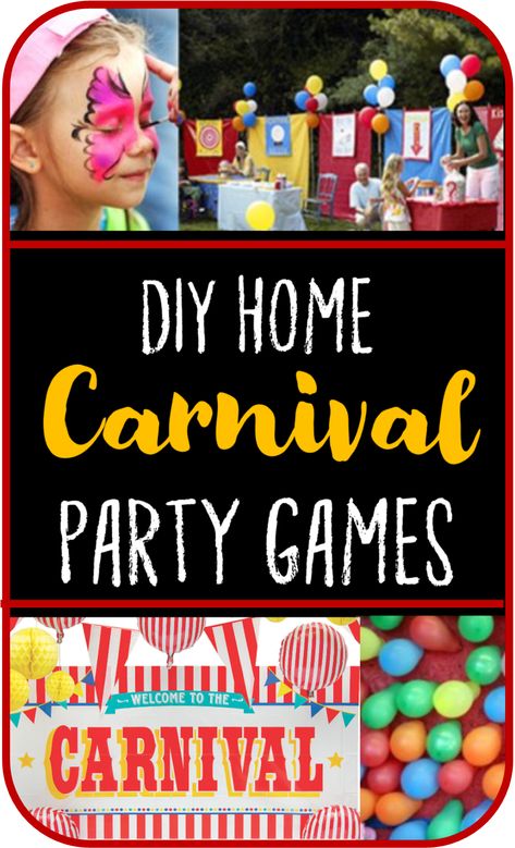 Diy Backyard Carnival Games, Games For Carnival Party, Carnival Games To Make, Call Carnival Games, Carnival Themed Games For Kids, Games For Backyard Party, Carnival Themed Birthday Party Games, Carnival Minute To Win It Games, Inexpensive Carnival Games