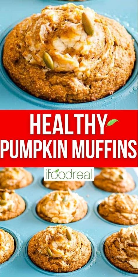 Healthy Pumpkin Muffins are light and moist, made with whole wheat flour, a dollop of cream cheese and chock full of cozy fall spices. Oven Cooking Recipes, Healthy Pumpkin Muffins, Best Pumpkin Muffins, Easy Swaps, Pumpkin Muffin Recipes, Cheese Breakfast, Six Sisters Stuff, Six Sisters, Spelt Flour