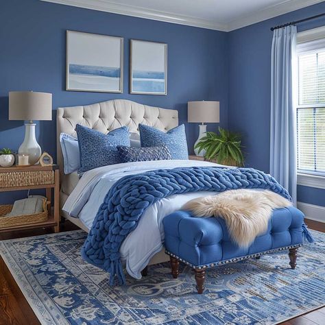 3+ Cool-Toned Interior Decorating Color Palettes for Sleek Minimalist Spaces • 333+ Art Images Blue Minimalist Bedroom, Blue Room Ideas Aesthetic, Baby Blue Room Decor, Blue Cozy Bedroom, Blue And White Bedrooms, White And Blue Bedroom, Colorful Minimalist Bedroom, Bedroom Decor Color, Baby Blue Bedrooms