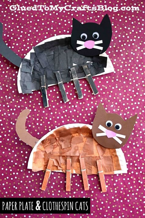 Pet Crafts Kindergarten, Cat Eyfs Activities, Pet Theme Crafts, Preschool Cat Crafts, Cat Art And Craft, Paper Plate Pets Craft, Make Your Own Pet Craft, Pets Art And Craft Preschool, Cat Arts And Crafts