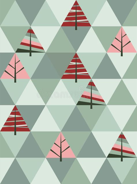 Retro Pattern Geometric, Mosaic Christmas, Chrismas Cards, Trees Vector, Christmas Mosaics, Geometric Christmas, Banner Illustration, Geometric Trees, Christmas Color Palette