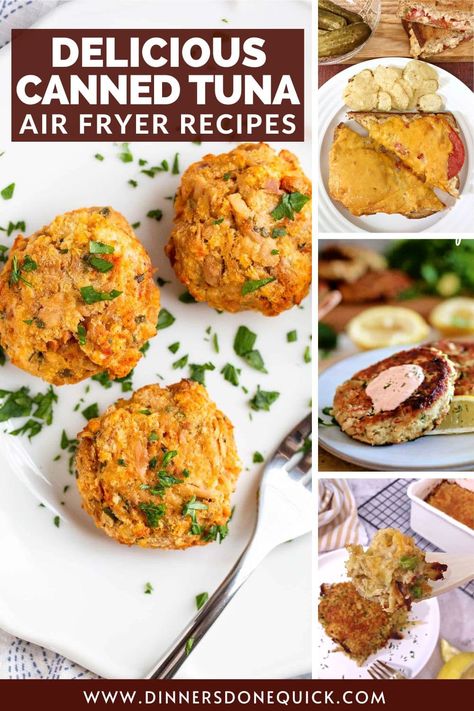 Craving a tasty and hassle-free meal? Look no further! My article features the ultimate collection of canned tuna air fryer recipes that will blow your taste buds away. From crispy tuna cakes to flavorful melts, these recipes are a game-changer. #DinnersDoneQuick #TunaRecipes #CannedTuna #CannedTunaRecipes #WhattoMakewithCannedTuna #CannedTunaFishRecipes #RecipeswithCannedTuna #EasyCannedTunaRecipes #CannedTunaIdeas #TunaFish #AirFryerRecipes #QuickAndEasyMeals #RecipeIdeas Canned Tuna Air Fryer Recipes, Tuna Cakes Recipe Air Fryer, Tin Tuna Recipes Dinners, Tuna Nuggets Air Fryer, Tuna Air Fryer Recipes, Tuna Cakes Air Fryer, Tuna Air Fryer, Retro Meals, Tuna Balls Recipe