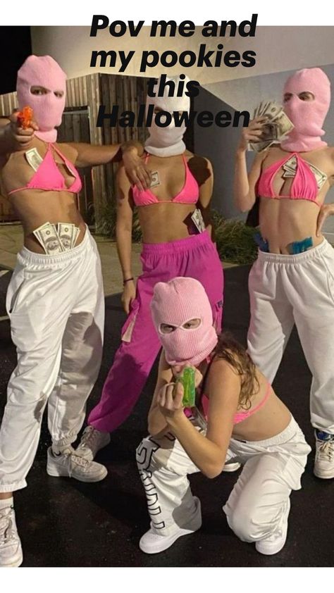 Group Halloween Costumes, Halloween Costumes, Money, Halloween, Pink, White