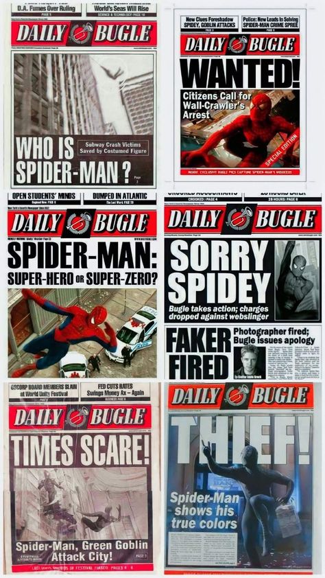 Movie Template Design, The Amazing Spider Man Poster, Spiderman Posters, Mafex Spiderman, Spiderman Sam Raimi, Daily Bugle, Spiderman Tattoo, Grunge Pictures, Spider Man 3