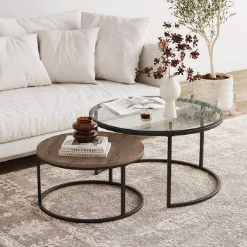 Round Living Room Table, Round Coffee Table Sets, Round Nesting Coffee Tables, Round Living Room, Nathan James, Nesting Coffee Table, Round Coffee Table Modern, Unique Coffee Table, Large Coffee Tables