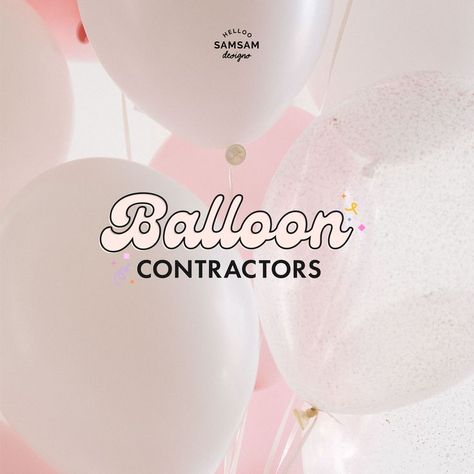 logo design for balloon contractors Balloon Company Logo, Balloon Logo Design, Party Branding, Hello Party, Balloon Business, Balloon Logo, Boutique Names, Font Pairings, Balloon Company