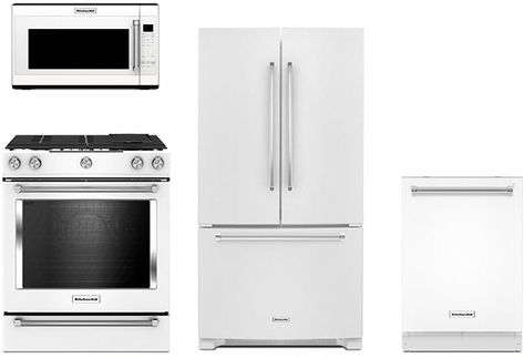 White Stainless Steel Appliances, Kitchenaid White Appliances, White Kitchenaid Appliances, Kitchen Aid Appliances Kitchenaid, Kitchenaide Appliances, White Kitchen Appliances Ideas, Kitchen With White Appliances, Appliances White, Kitchenaid Appliances