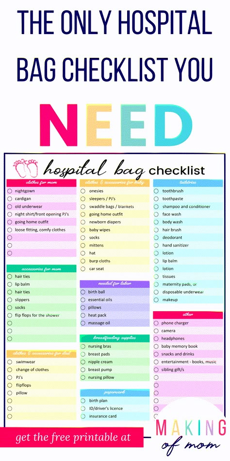 Are you ready for your baby's birth? Here's a hospital bag checklist  and printable that will help you get packing and have you ready for labor and delivery! via @makingofmom After Delivery Outfit For Mom, Baby Hospital Bag Checklist, Hospital Bag For Mom To Be, Baby Hospital Bag, Bag Checklist, Hospital Bag Checklist, Baby Checklist, Pumping Moms, Baby Sleep Problems