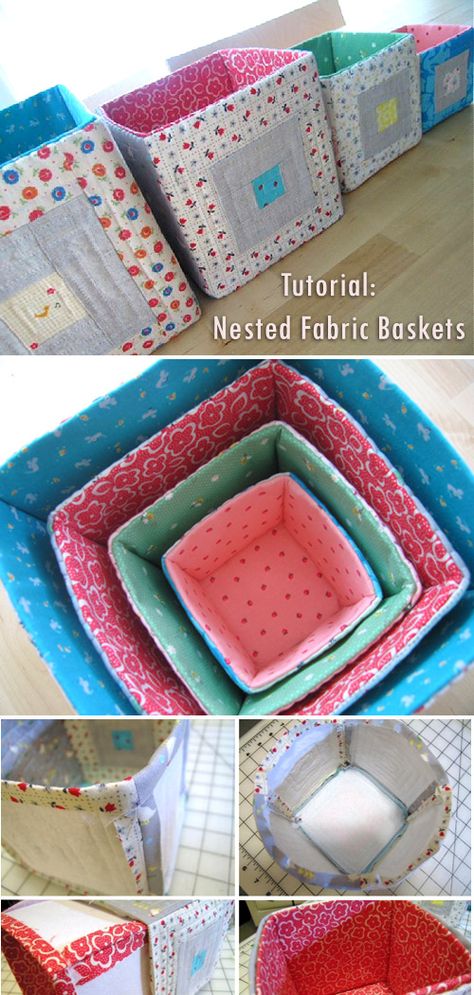 Sewing Pattern Storage Boxes, How To Sew Storage Boxes, Making Fabric Boxes, Small Basket Sewing Pattern, Square Fabric Basket Pattern, Fabric Boxes Tutorial How To Make, Sew Storage Bins, The Pattern Basket Quilt Patterns, Square Fabric Basket