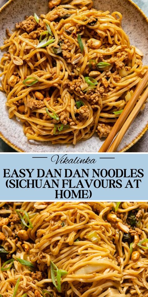 Dan Dan Sauce Recipe, Dandan Noodles Recipes, Canton Noodles Recipes, Dandan Noodles, Easy Dan Dan Noodles Recipe, Asian Egg Noodle Recipes, Dan Dan Noodles Recipe Easy, Easy Dan Dan Noodles, Dan Dan Noodles Recipe Pf Changs