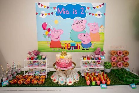 Peppa Pig Dessert Table Peppa Pig Sweet Table, Peppa Pig Dessert Table, Peppa Pig Party Games, Peppa Pig Party Food, Peppa Pig Party Favors, Pig Birthday Theme, Peppa Pig Party Supplies, Peppa Pig Party Decorations, Peppa Pig Cupcakes