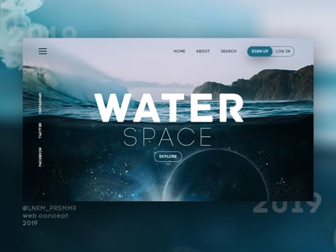 Water Space ui web design Water Website Design Inspiration, Creative Website Design Ideas, Water Website Design, Water Website, Water Graphic Design, Cool Website Design, Space Website, Web Design Ideas, Bio Pool