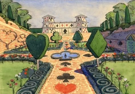 Alice In Wonderland Queens Garden, Queen Of Hearts Castle Wonderland, Alice In Wonderland Queen Of Hearts Art, Queen Of Hearts Concept Art, Castle Alice In Wonderland, Alice In Wonderland Castle, Queen Of Hearts Garden, Alice In Wonderland Concept Art, Wonderland Concept Art