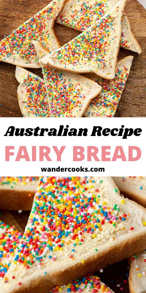 This Fairy Bread recipe is Australia’s favourite party snack for kids and nostalgic adults alike. Make this colourful treat in minutes with just three ingredients! Fairy Bread Recipe, Australian Snacks, Australia For Kids, Australian Party, Australia Party, Australia Crafts, Work Recipes, International Snacks, Aa School