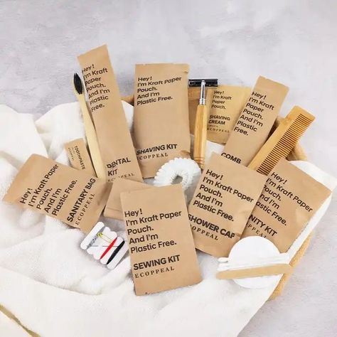 Plastic Free! Oem Hotel Toiletries Kit Custom Luxury Eco Friendly Kraft Paper Disposable Hotel Dry Amenities Set - Buy Hotel Amenities,Hotel Dry Amenities Accessories,Eco Friendly Kraft Paper Hotel Amenities Product on Alibaba.com Hotel Amenities Packaging, Pod Hotels, Hotel Toiletries, Amenity Kits, Luxury Hospitality, Rough Luxe, Vintage Hotel, Bamboo Products, Paper Pouch