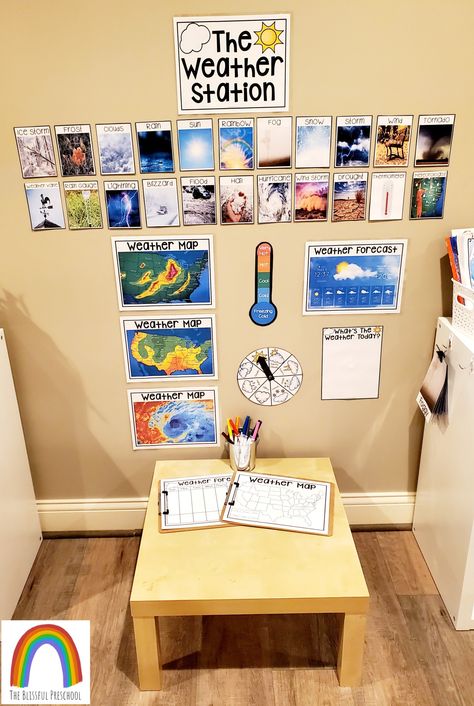 https://www.teacherspayteachers.com/Product/Weather-Science-Unit-9233824?st=a2b869cc0adc047c07508896a25ad553 Homeliving Center Ideas, Preschool Areas Center Ideas, Preschool Science Area, Science Corner Classroom Ideas, Science Area Preschool Classroom, Science Center Wall Decor Preschool, Classroom Weather Station, How To Set Up Science Center Preschool, Nature Corner Classroom Science Centers