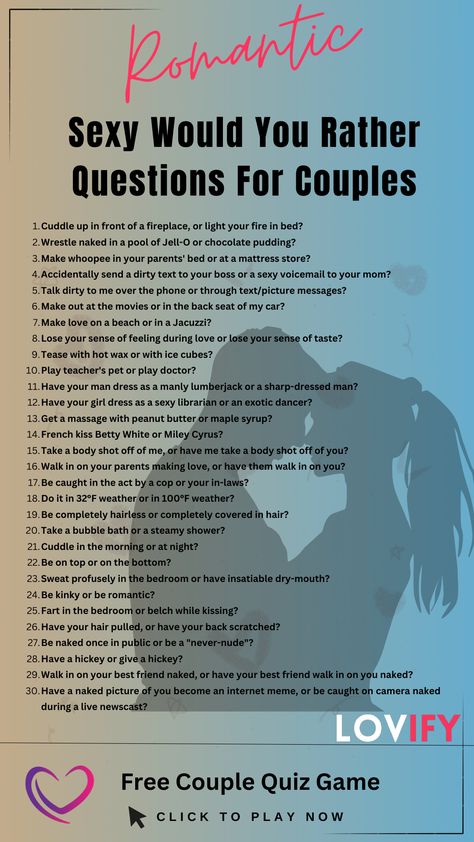 🔥 Ignite the flames of desire with these Sexy Would You Rather Questions for Couples! 🔥 Get ready for sizzling conversations that'll spark intimacy and passion. 💑💋 #SensualChoices #CoupleGoals #SpicyScenarios #LoveGames #ConnectionIgnited #RomanceRevived 💖🌟 Would You Rather Questions For Couples Spicy, Conversation For Couples, Get To Know You Questions For Couples, Hot Seat Questions For Couples, Spicy Would You Rather Questions, 20 Questions For Couples, Would You Rather Questions For Couples, Question For Couples, Would U Rather Questions