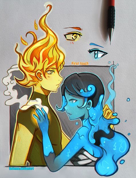 Third Eye Art, Anime Fire, Fireboy And Watergirl, Storm Water, Fire And Water, Girl In Water, Water Drawing, Fire Water, Unique Drawings