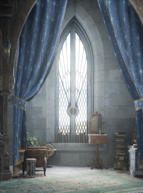 Ravenclaw Dorm Aesthetic, Ravenclaw Dorm Room, Ravenclaw Dormitory, Ravenclaw Bedroom, Ravenclaw Tower, Ravenclaw Room, Astronomy Tower, Ravenclaw Common Room, Hogwarts Founders