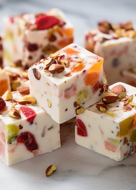 Old Fashioned Holiday Nougat - Yeyfood.com: Recipes, cooking tips, and kitchen hacks for home cooks of all levels Nougat Bars, Cranberry Pistachio Fudge, Pistachio Fudge, Nougat Recipe, Hacks For Home, Hairstyle Hacks, Dotted Mandala, Cranberry Pistachio, Candy Recipes Homemade