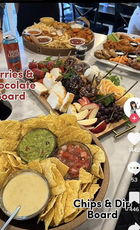 Charcuterie Board Ideas With Dips, Chips Party Display, Queso Charcuterie Board, Chip And Dip Station, Charcuterie Board Chips And Dip, Chips And Salsa Board, How To Serve Chips At A Party, Chip Charcuterie Board, Dip Board Ideas