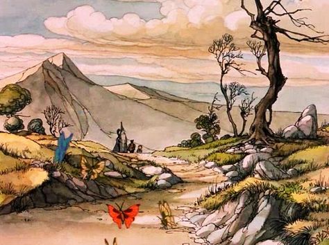 The Hobbit Cartoon, The Hobbit Animated, The Hobbit 1977, Hobbit Art, Middle Earth Art, Tolkien Art, Lotr Art, The Last Unicorn, Hobbit Hole