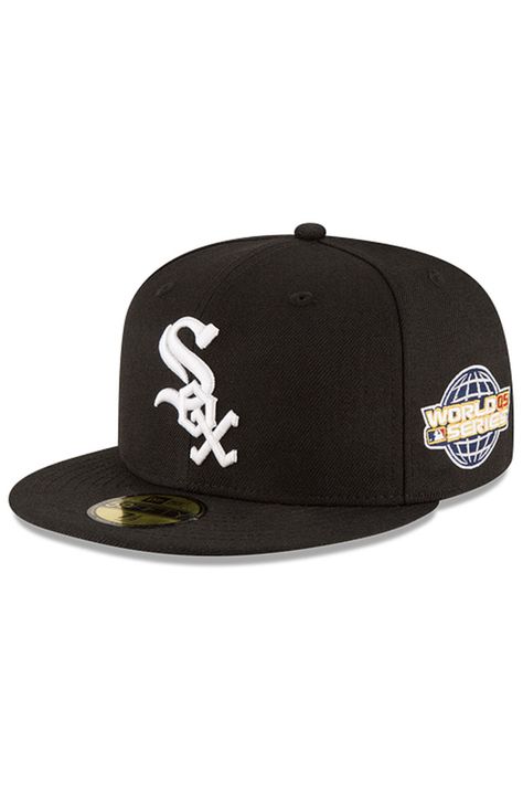 New Era Chicago White Sox 2005 World Series Wool 5950 Fitted Hat - Zamage Fitted Hats Aesthetic, Custom Fitted Hats, Swag Hats, Black Chicago, Dope Hats, Cubs Hat, Hat Aesthetic, 59fifty Hats, New Era Hats