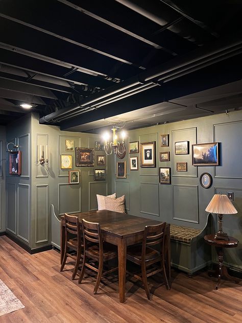 An English Pub Inspired Basement Renovation Speakeasy Basement Ideas Home Bars, Basement Speakeasy Bar, English Pub Basement, Basement Speakeasy Home, Basement Speakeasy Ideas, Speakeasy Basement Ideas, English Pub Interior, Basement Upgrades, Basement Vibes