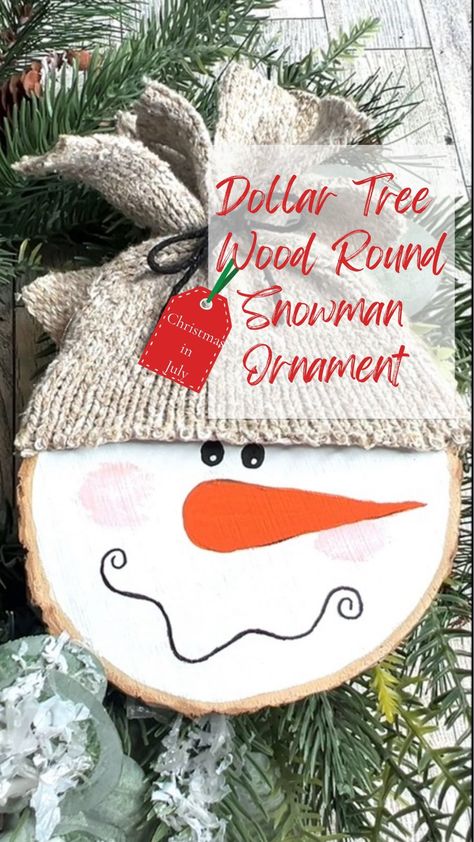 Angela | Dollar Tree Wood Round Snowman⛄️ #christmasinjuly #dollartreecrafts #dollartreehacks #snowmandecor #diyornament #budgetfriendlydecor... | Instagram Round Wood Ornaments Ideas Diy, Round Wood Ornaments Diy, Wood Circle Crafts, Round Wood Ornaments, Gifts For My Students, Diy Wood Snowman, Snowman Crafts Diy, Circle Crafts, Wood Snowman