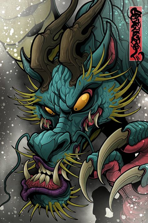 Descending Dragon | Favor The Brave Art Vampire, Japanese Tattoo Symbols, Chinese Dragon Tattoos, Japanese Dragon Tattoos, Japanese Tattoos, Tattoos Art, Japanese Artwork, Dragon Illustration, Dragon Tattoo Designs