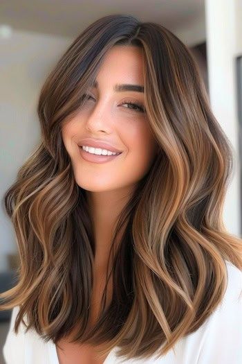 Lob Brown Balayage, Balayage For Pale Skin Brunettes, Brunette Balayage Hair Dark, Brunette With Subtle Highlights, Dark Brown Balayage Hair, Beautiful Light Brown Hair, Balayage For Dark Brown Hair, Balayage Brown Hair, Brown Balayage Hair