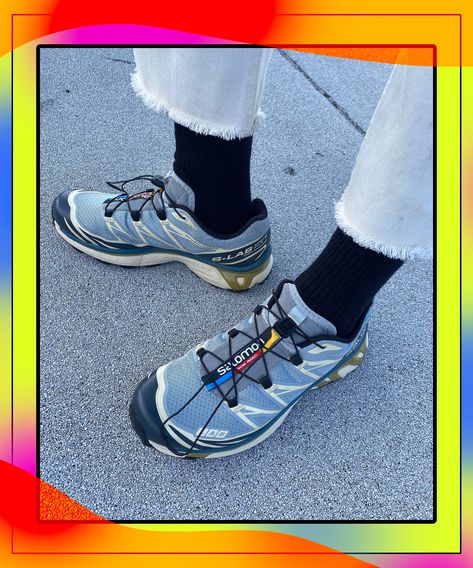 In Praise Of Salomon, The Trail Sneaker Taking Over Street Style #refinery29 https://www.refinery29.com/en-us/salomon-sportstyle-trail-sneaker-review Salomon Outfit Street Styles, Running Shoes Street Style, Salomon Style, Running Sneakers Outfit, Salomon Sportstyle, Solomons Shoes, Fashion Week Outfit Ideas, Salomon Sneakers, Fashion Week Inspiration