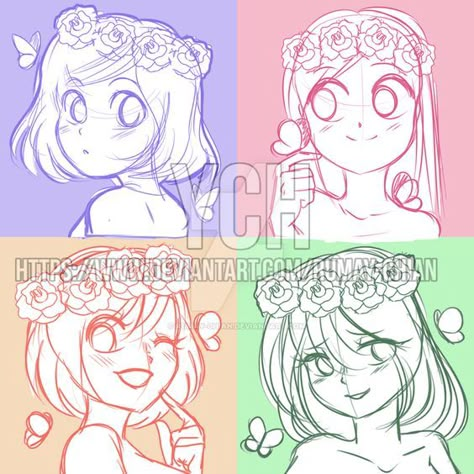 Drawing Expressions, Chibi Drawings, Dessin Adorable, Cute Flower, Anime Drawings Tutorials, Art Poses, Anime Poses Reference, Anime Sketch, Flower Girls