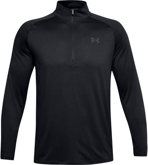 Under Armour Mens Tech 2.0 Quarter Zip T-Shirt #gymwear #gym #fitness #gymfit #fashion #workoutplan #workout Long Sleeve Gym Tops, Running Wear, Mens Measurements, Mens Workout Shirts, Tech T Shirts, Grey Long Sleeve Shirt, Gym Tops, Running Shirts, Running Tops