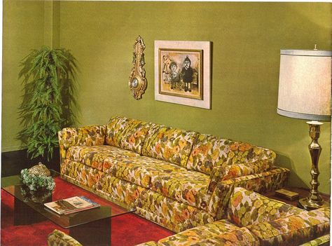 1969 by retro-space 70s Living Room Decor, 1970s Living Room, 1960s Living Room, 70s Living Room, Floral Couch, Retro Rooms, Old House Interior, 1970s Decor, 1970s Home