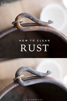 How to clean rust before and after- an all natural DIY way to quickly and easily clean rust off of iron and other metal (vinegar and foil method) Clean Rust, Homemade Toilet Cleaner, Clean Baking Pans, Hardwood Floor Cleaner, Cleaning Painted Walls, How To Clean Rust, Glass Cooktop, Deep Cleaning Tips, Clean Dishwasher