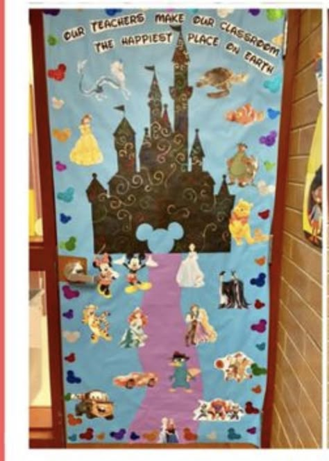 Disney Inspired Classroom Doors, Disney Theme School Hallway, Disney Door Decorations Classroom, Castle Classroom, Teacher Appreciation Week Door, Fall Classroom Door, Disney Cinderella Castle, Teacher Appreciation Doors, Disney Themed Classroom