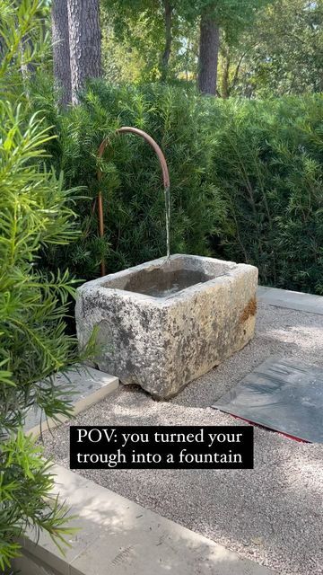 Limestone Fountain, Garden Landscaping Backyard, Garden Troughs, Garden Transformation, Garden Water Fountains, Water Trough, Witch Garden, Outdoor Fountain, Water Features In The Garden